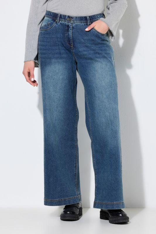 Rhinestone Studded Wide Leg Comfort Waist Jeans