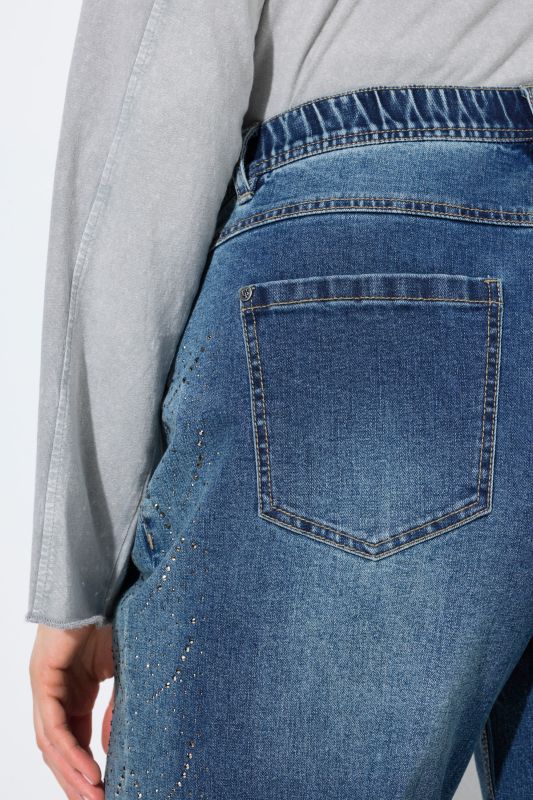 Rhinestone Studded Wide Leg Comfort Waist Jeans