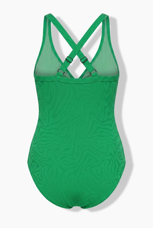 Tonal Wave Print One Piece Swimsuit