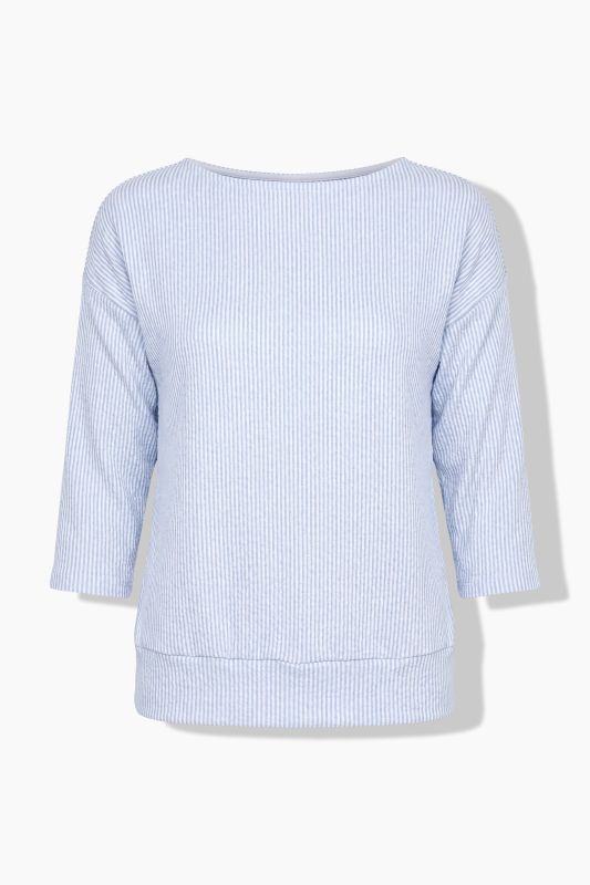 Pinstripe Boat Neck Batwing Sleeve Sweatshirt
