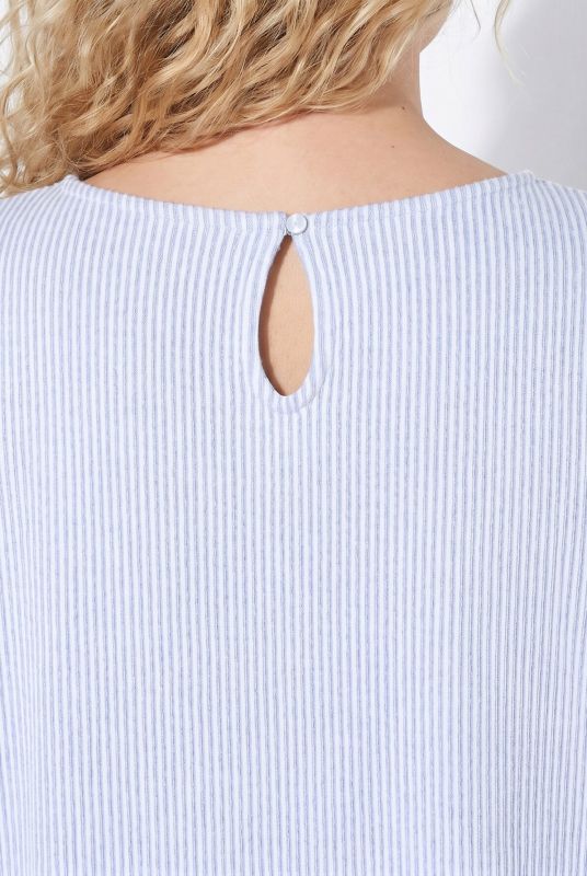 Pinstripe Boat Neck Batwing Sleeve Sweatshirt