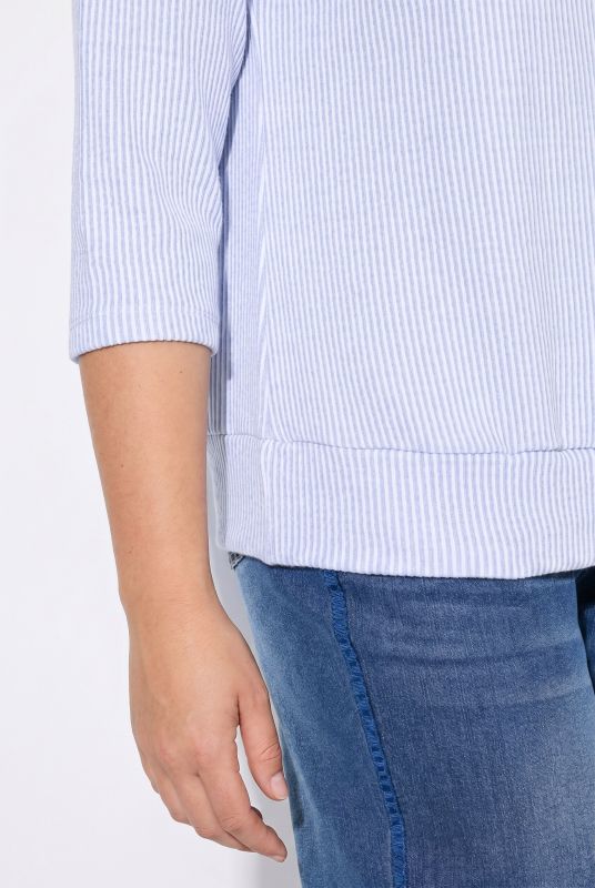 Pinstripe Boat Neck Batwing Sleeve Sweatshirt