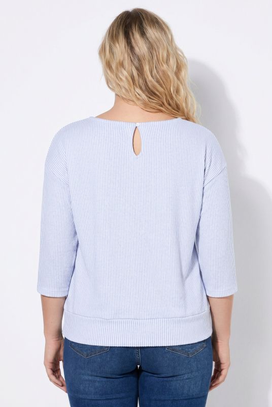 Pinstripe Boat Neck Batwing Sleeve Sweatshirt