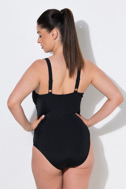 Contrast Color Piping One Piece Swimsuit