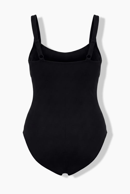 Contrast Color Piping One Piece Swimsuit