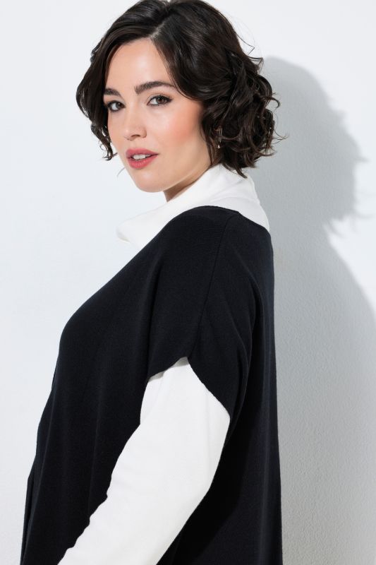Long Split Front Cap Sleeve Sweater Vest