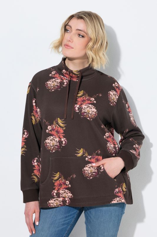 Floral Print Wide Collared Sweatshirt
