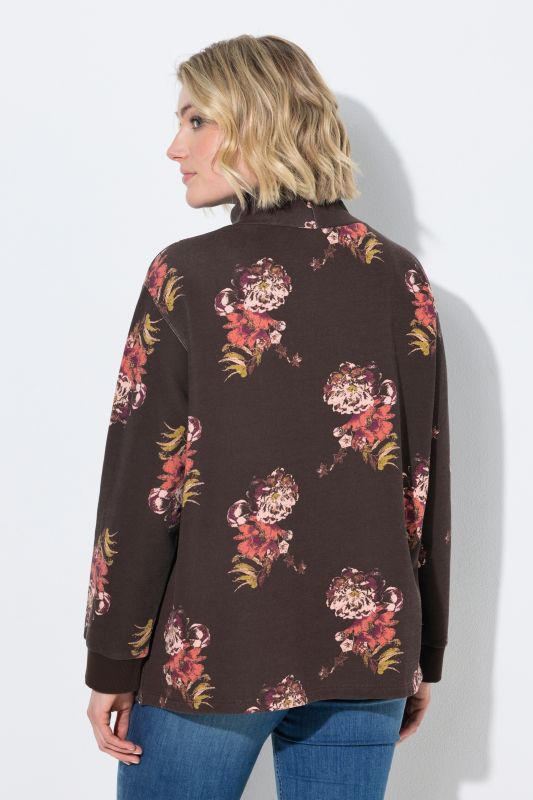 Floral Print Wide Collared Sweatshirt