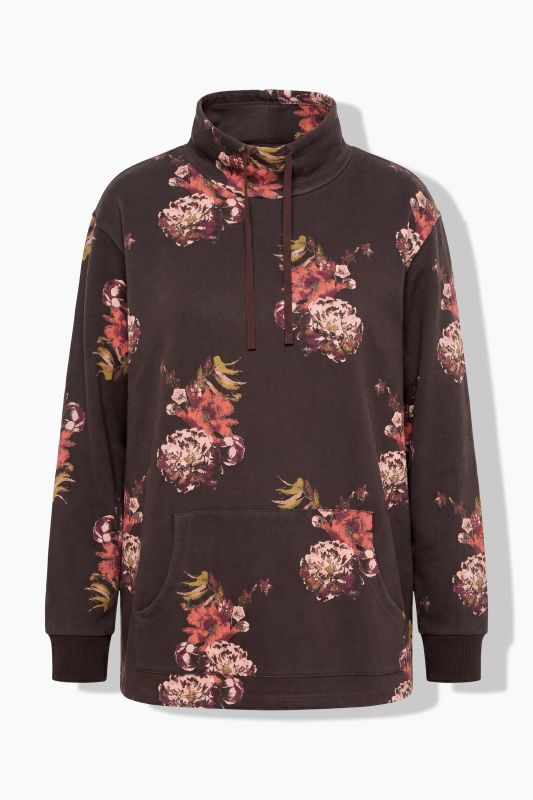 Floral Print Wide Collared Sweatshirt