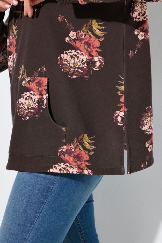 Floral Print Wide Collared Sweatshirt