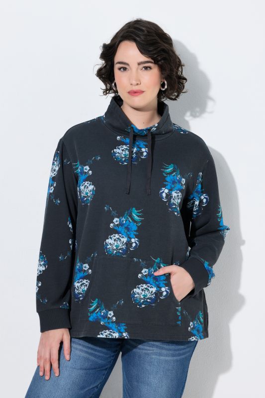 Floral Print Wide Collared Sweatshirt