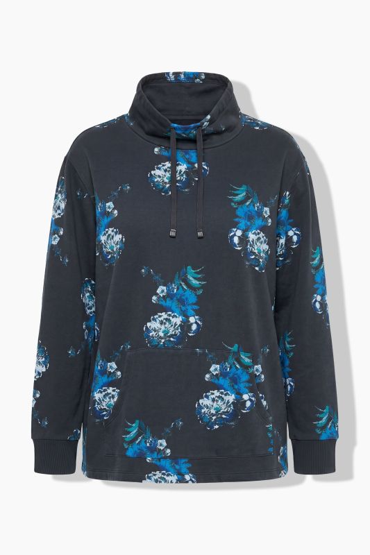 Floral Print Wide Collared Sweatshirt