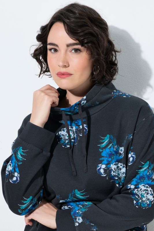 Floral Print Wide Collared Sweatshirt