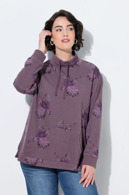Floral Print Wide Collared Sweatshirt