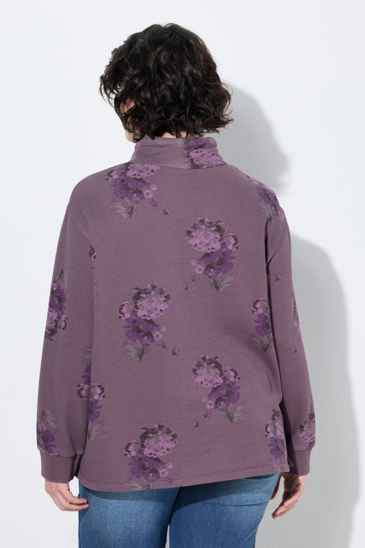 Floral Print Wide Collared Sweatshirt