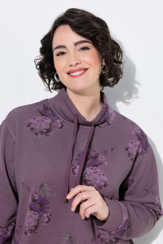 Floral Print Wide Collared Sweatshirt