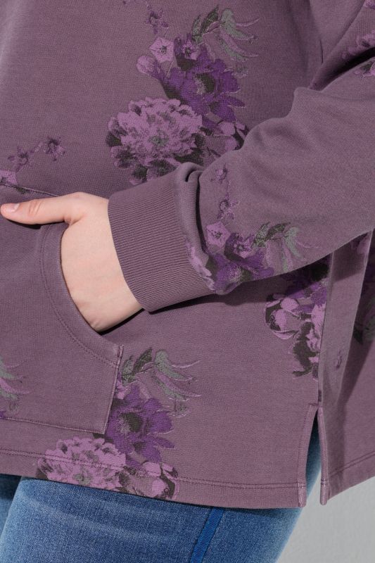 Floral Print Wide Collared Sweatshirt
