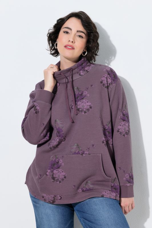 Floral Print Wide Collared Sweatshirt