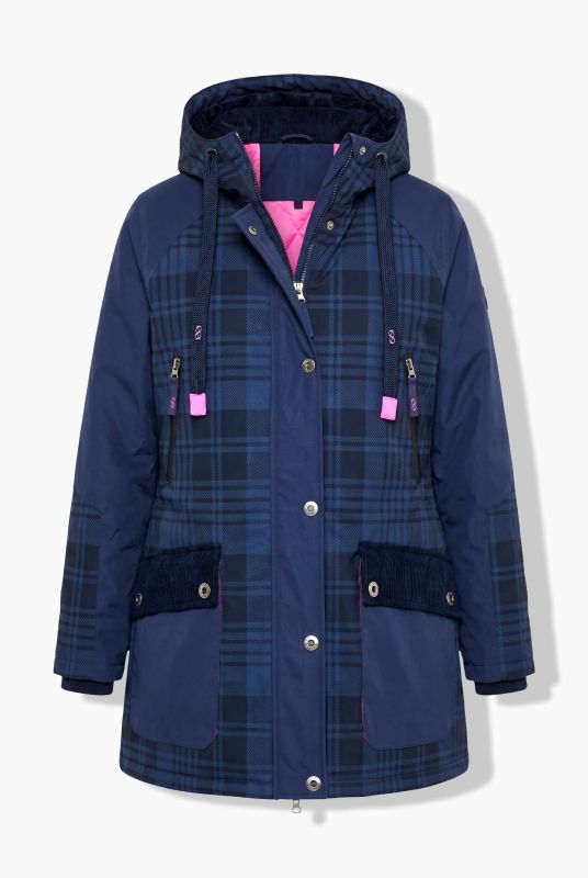 Plaid Triple Function Corduroy Detail Coat