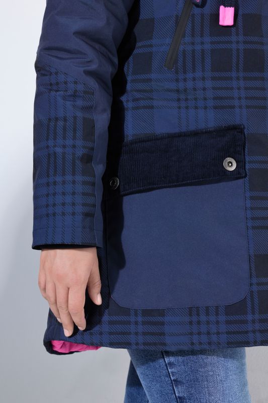 Plaid Triple Function Corduroy Detail Coat