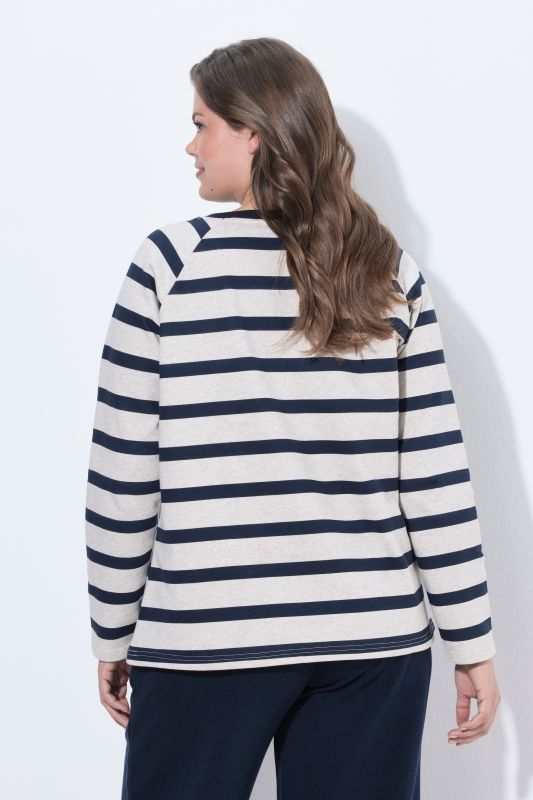 Nordic Lettering Striped Raglan Sleeve Sweatshirt
