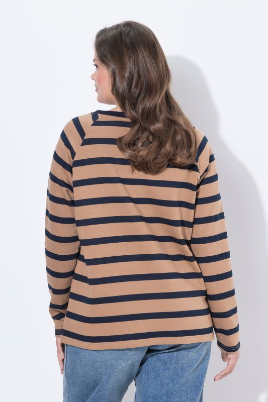 Nordic Lettering Striped Raglan Sleeve Sweatshirt