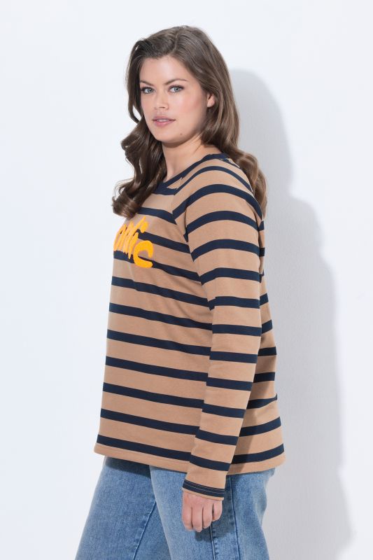 Nordic Lettering Striped Raglan Sleeve Sweatshirt