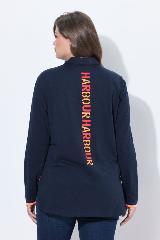 Color Pop Lettering Long Sleeve Button-Down Blouse