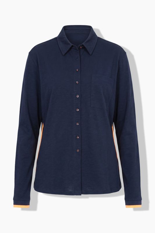 Color Pop Lettering Long Sleeve Button-Down Blouse