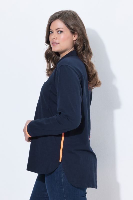 Color Pop Lettering Long Sleeve Button-Down Blouse