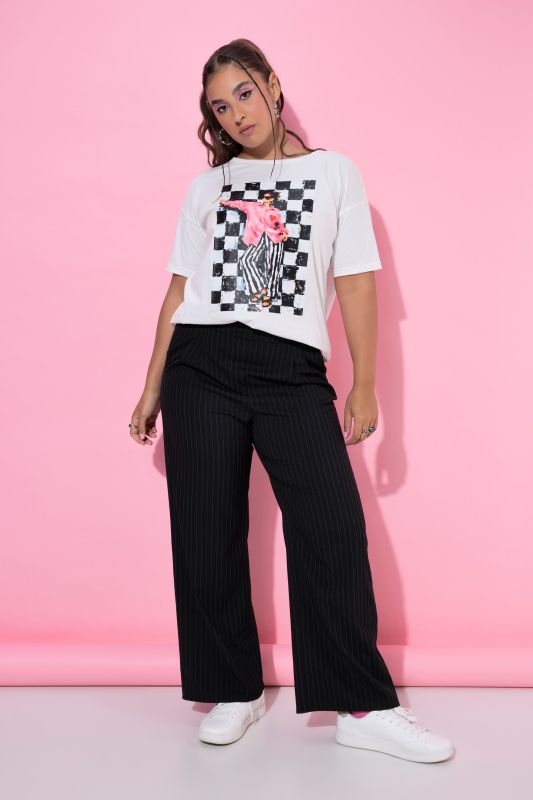 Comfort Waist Wide Leg Pinstripe Pants