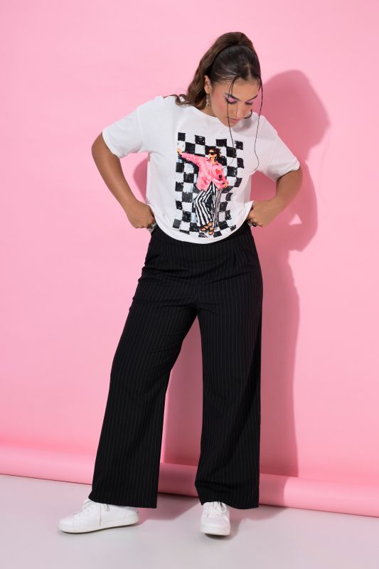 Comfort Waist Wide Leg Pinstripe Pants