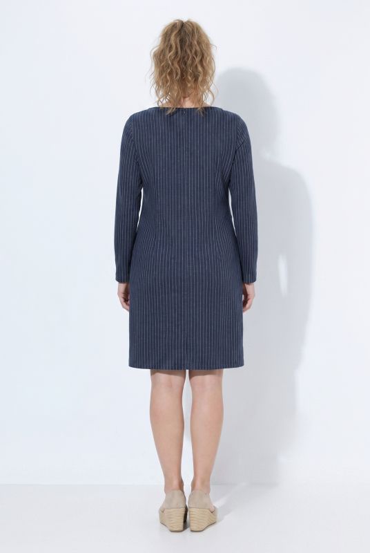 Eco Cotton Pinstripe Boat Neck Sweatshirt Dress