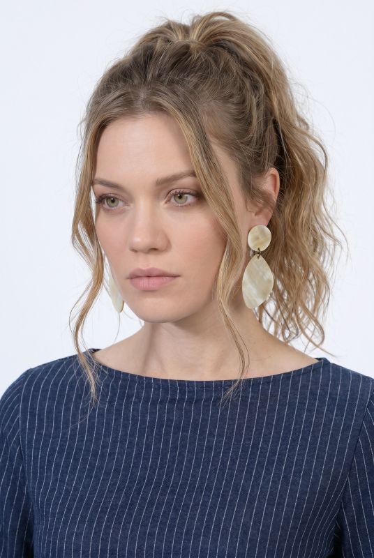 Eco Cotton Pinstripe Boat Neck Sweatshirt Dress
