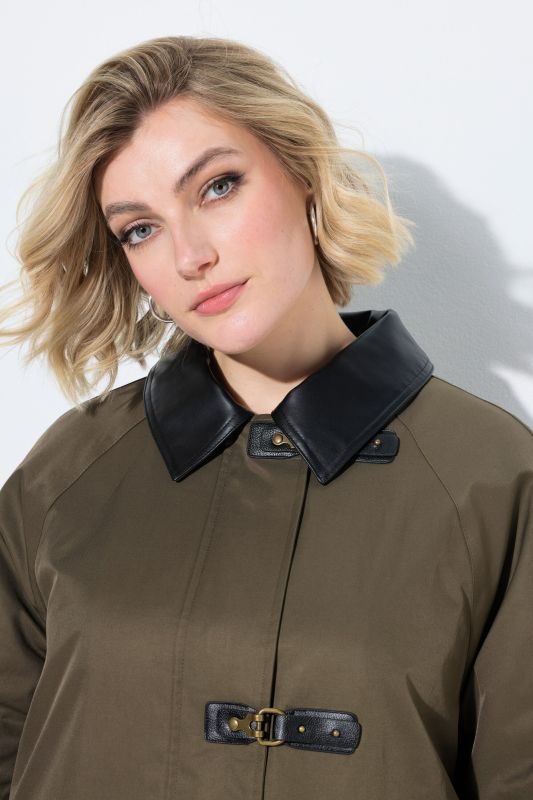 Water-Repellent Faux Leather Barn Jacket