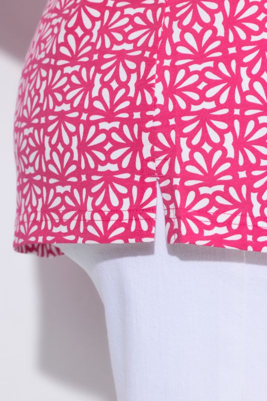 Floral Tile Print Keyhole Cutout Tank Top