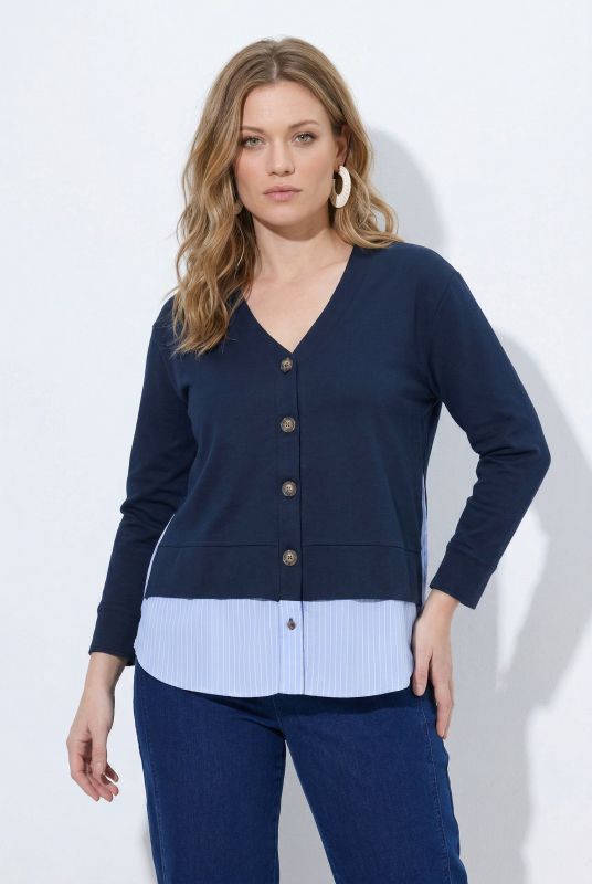 Eco Cotton 2-in-1 Pinstripe Panel Sweatshirt