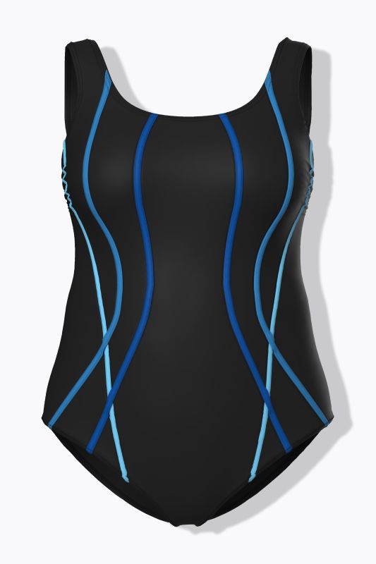 Wave Piping One Piece Swimsuit