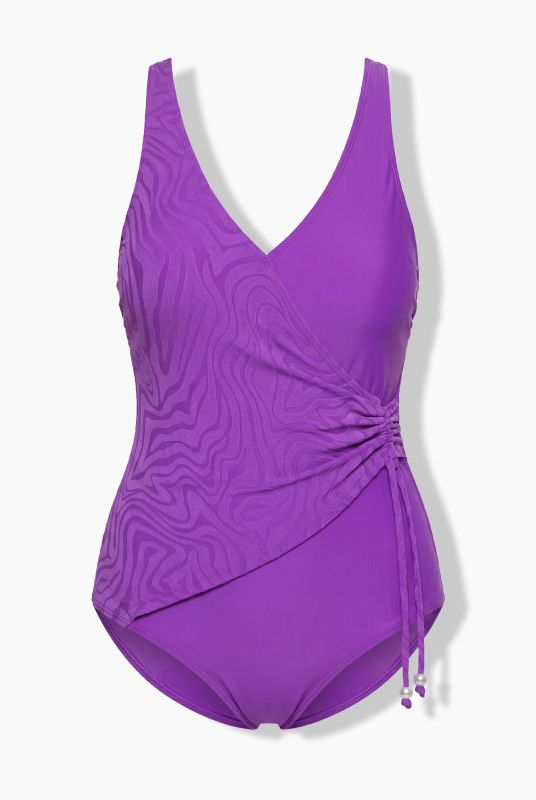 Wrap Look Tonal Wave One Piece Swimsuit