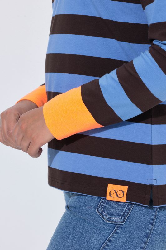Striped Long Sleeve Contrast Color Polo