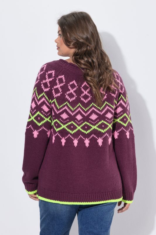 Alpine Pattern Long Sleeve Sweater