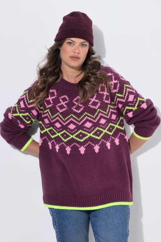 Alpine Pattern Long Sleeve Sweater