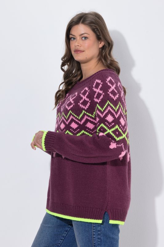 Alpine Pattern Long Sleeve Sweater