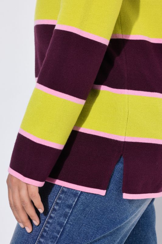Striped Knit Turtleneck Sweater