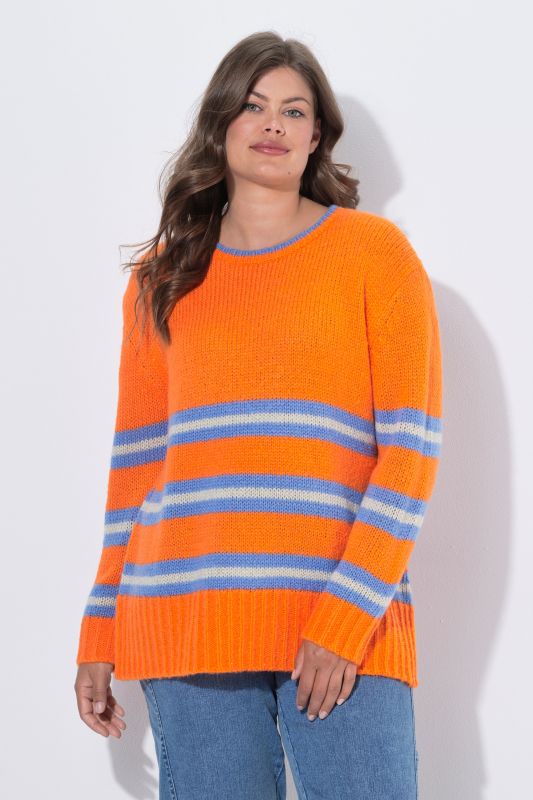 Striped Contrast Color  Sweater