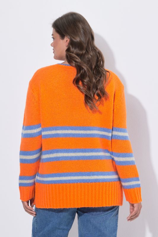 Striped Contrast Color  Sweater
