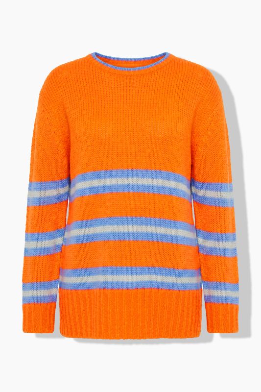 Striped Contrast Color  Sweater