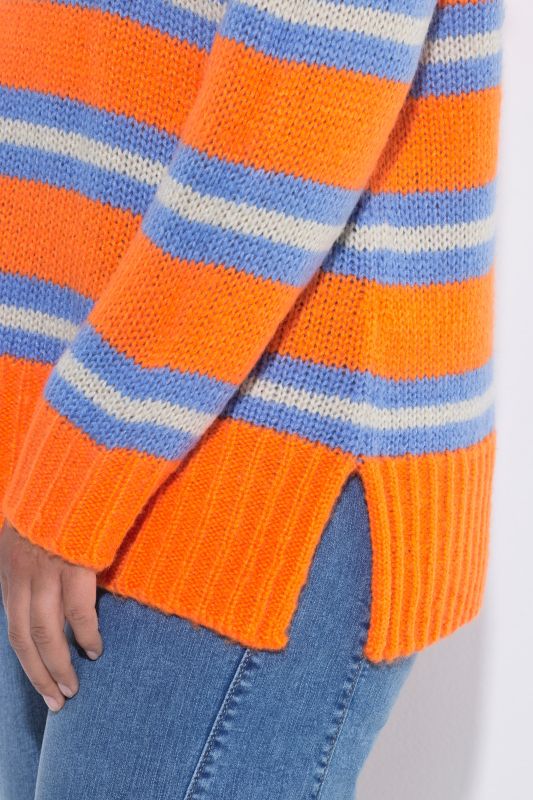 Striped Contrast Color  Sweater
