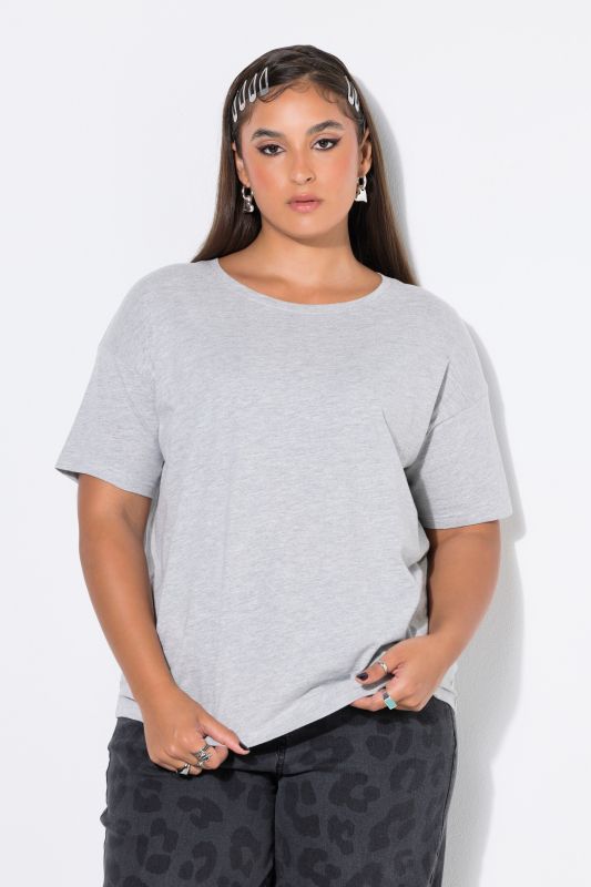 Round Neck Short Sleeve Relaxed Fit Cotton Tee