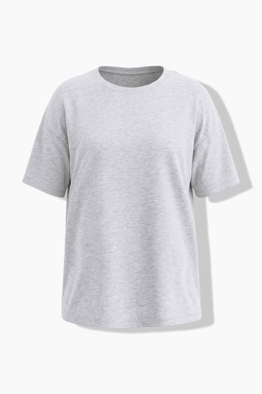 Round Neck Short Sleeve Relaxed Fit Cotton Tee